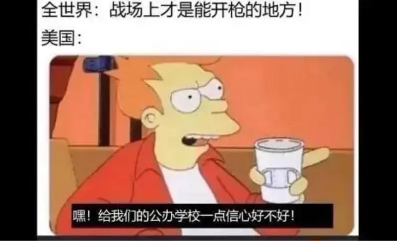 全世界：战场上才是能开枪的地方！美国：嘿！给我们的公办学校一