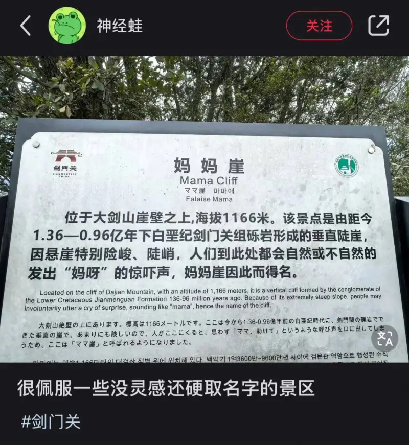 神经蛙关注妈妈崖(MamaCliff)/又又崖卟卟(Fala