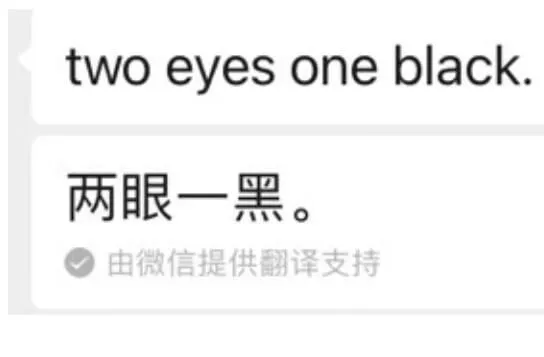 twoeyes,oneblack.两眼一黑。由微信提供翻译支