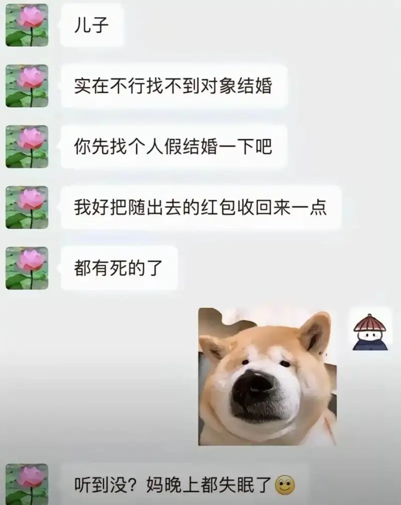 儿子实在不行找不到对象结婚你先找个人假结婚一下吧我好把随出去
