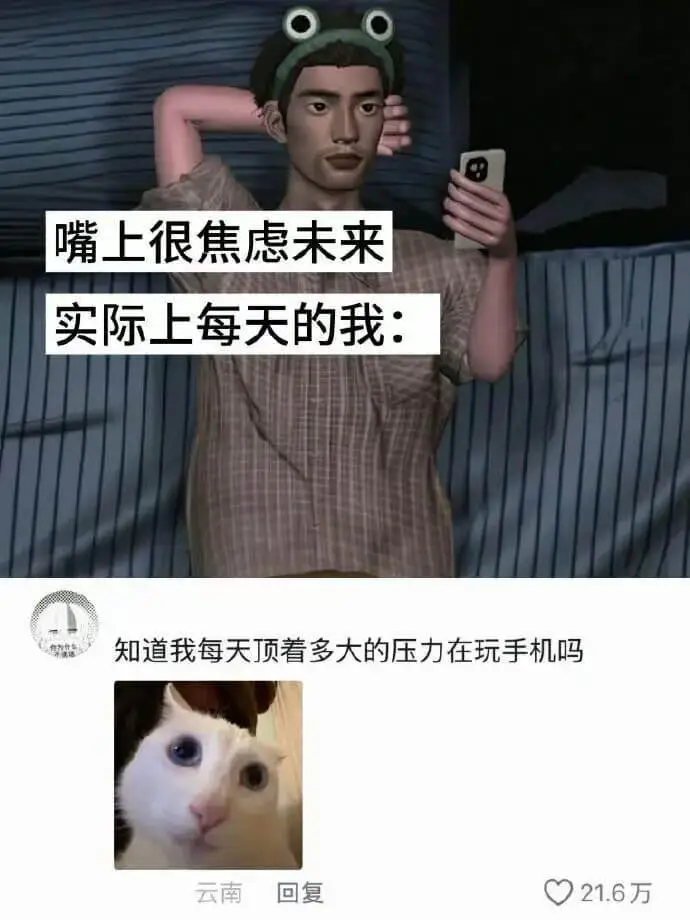 嘴上很焦虑未来，实际上每天的我：知道我每天顶着多大的压力在玩