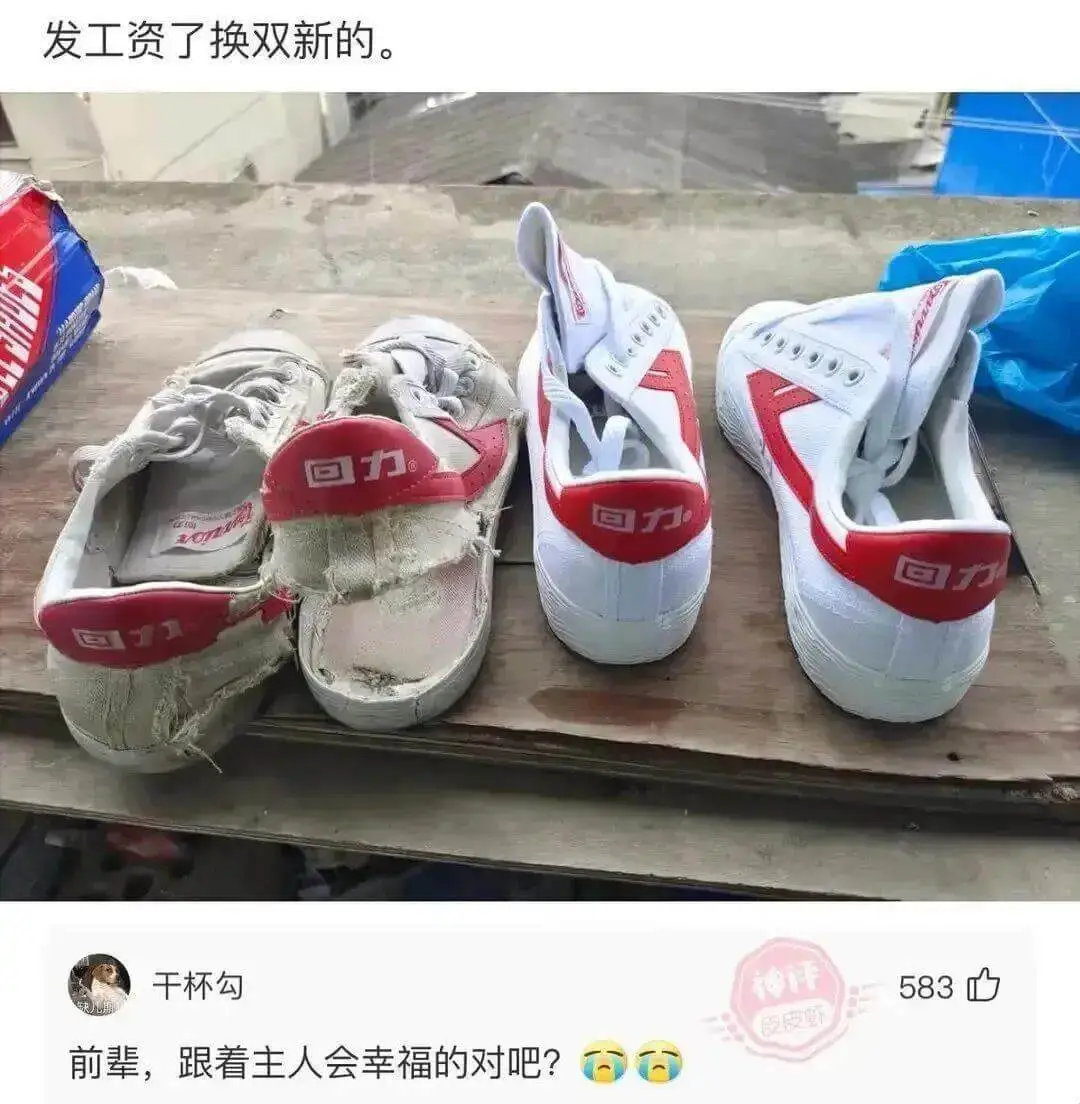 发工资了换双新的。回力回力回力千杯勾神汗583皮皮虾前辈，跟