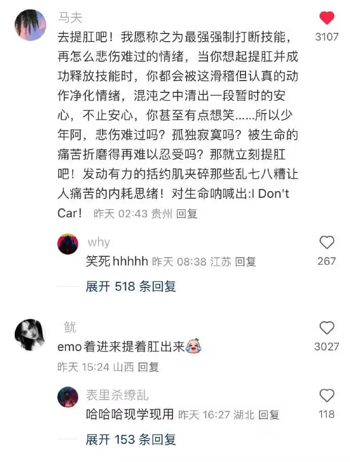 马夫去提肛吧！我愿称之为最强强制打断技能，再怎么悲伤难过的情