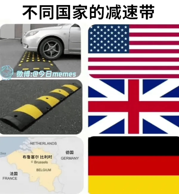 不同国家的减速带微博：@今日memesNETHERLANDS