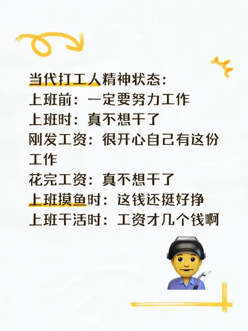 当代打工人精神状态：上班前：一定要努力工作上班时：真不想干了
