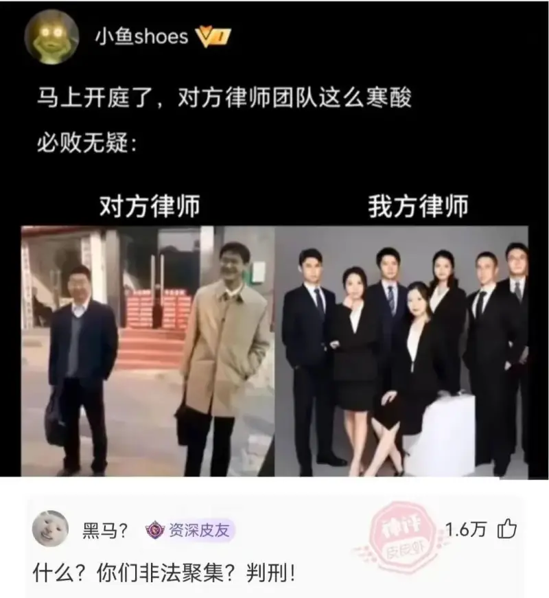 小鱼shoes马上开庭了，对方律师团队这么寒酸必败无疑:对方