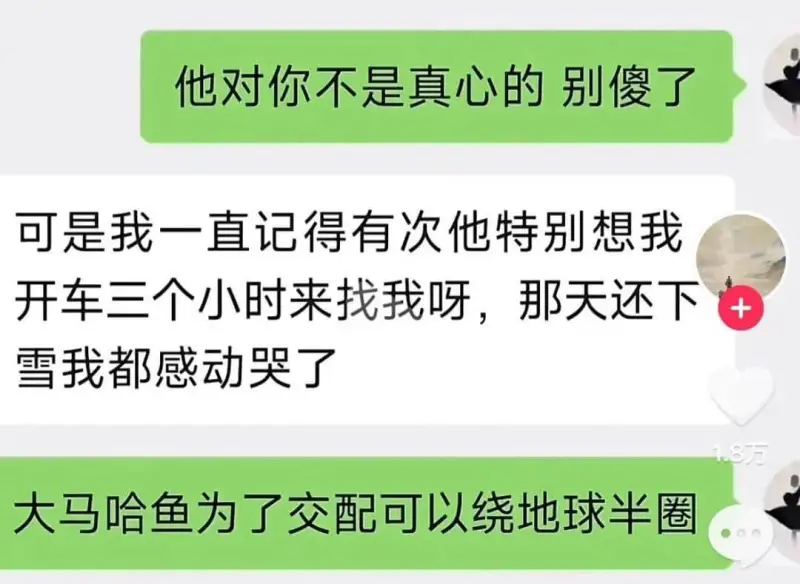 他对你不是真心的，别傻了。可是我一直记得，有次他特别想我，开