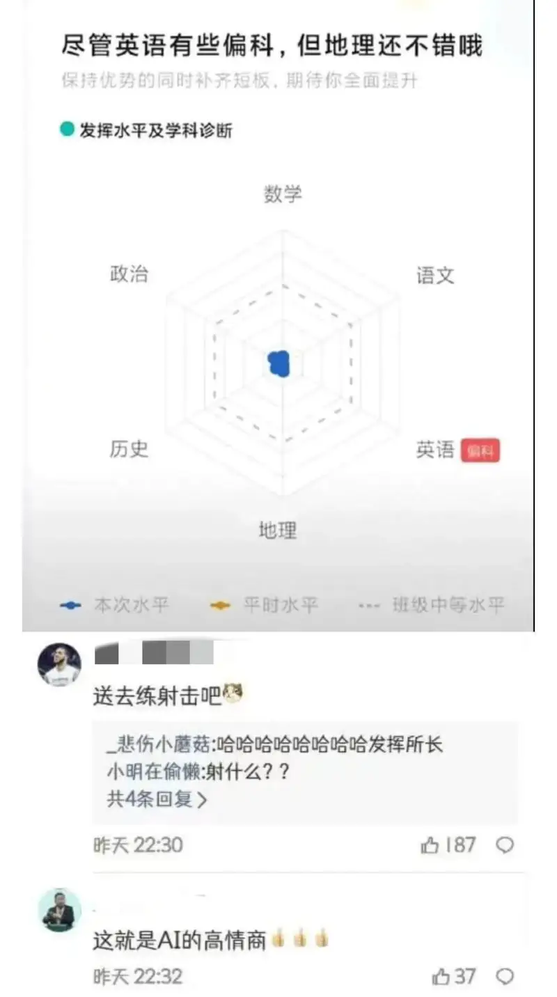 尽管英语有些偏科，但地理还不错哦保持优势的同时补齐短板，期待