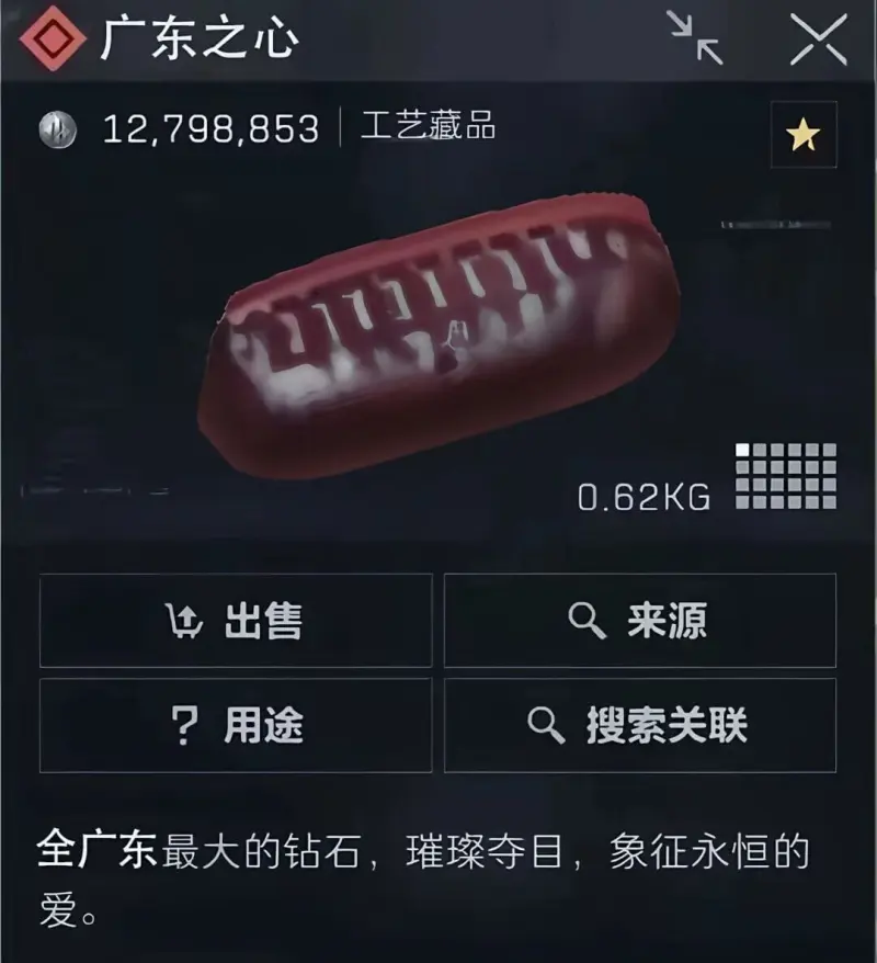 广东之心12,798,853工艺藏品0.62KG出售来源？用
