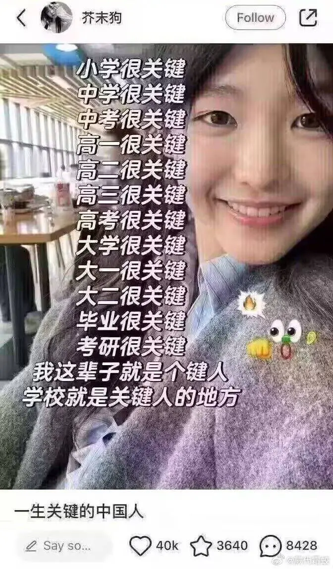 芥未狗Follow小学很关键中学很关键中考很关键高一很关键高