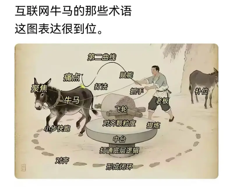 互联网牛马的那些术语这图表达很到位第二曲线痛点赋能聚焦打法抓