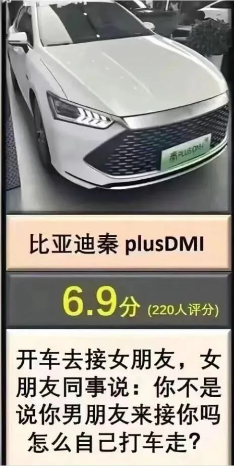 比亚迪秦plusDMI6.9分（220人评分）开车去接女朋友
