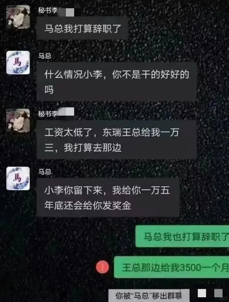 马总我打算辞职了馬马总什么情况小李，你不是干的好好的吗秘书李