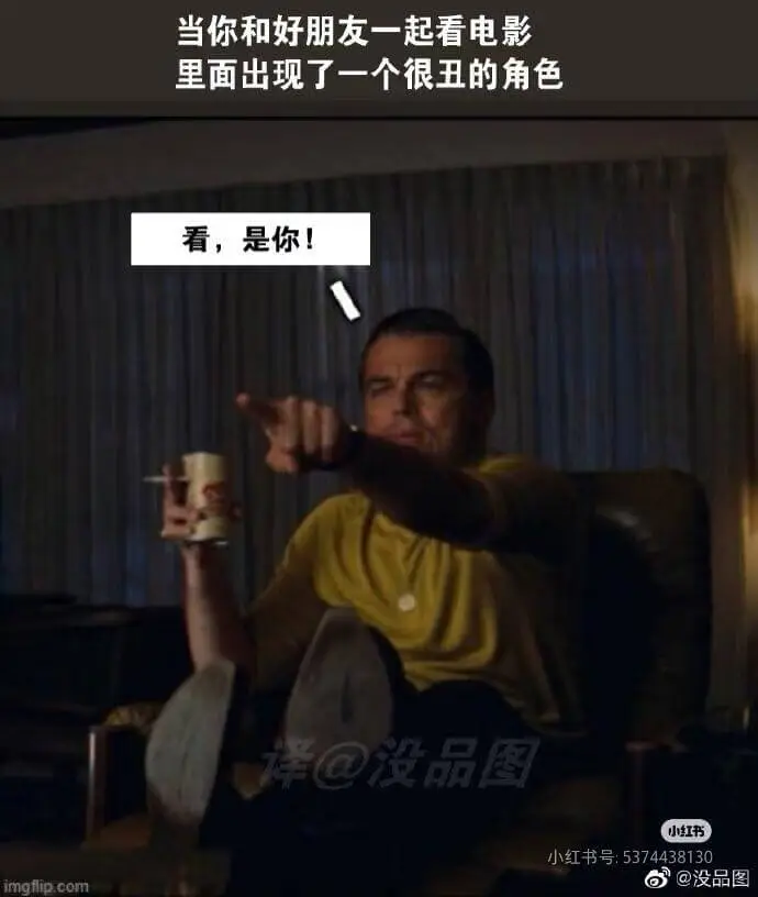 当你和好朋友一起看电影里面出现了一个很丑的角色看，是你！译@
