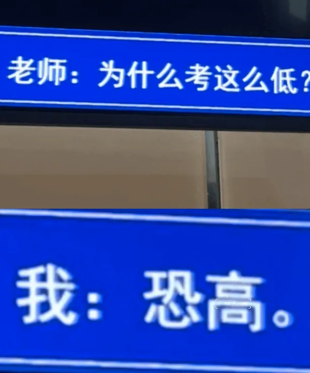 老师：为什么考这么低？我：恐高