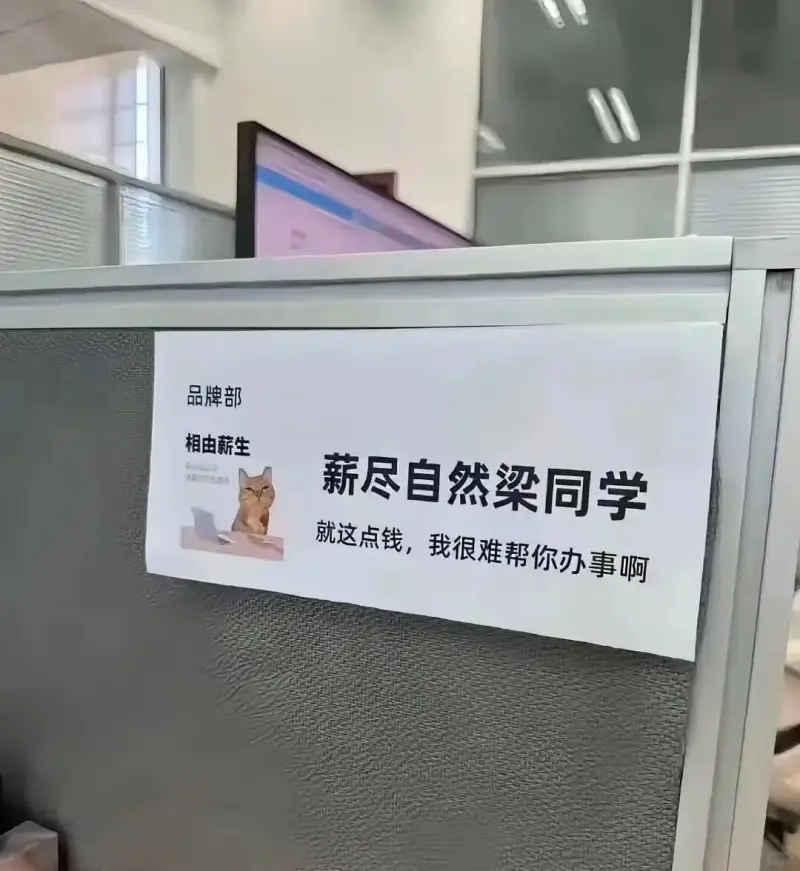 品牌部相由薪生薪尽自然梁同学就这点钱，我很难帮你办事啊