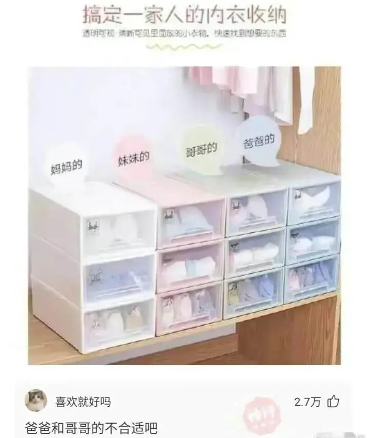 搞定一家人的内衣收纳透明可视清新可见里面放的小衣物，快速找到