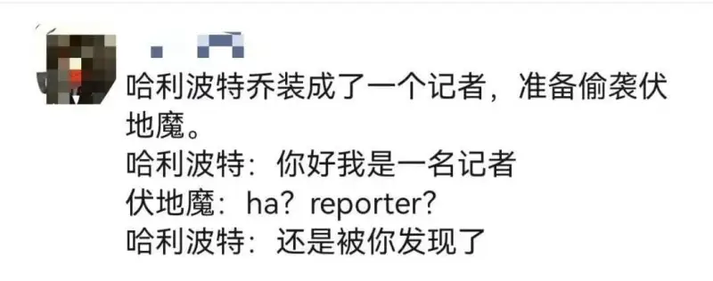 哈利波特乔装成了一个记者，准备偷袭伏地魔。哈利波特：你好，我