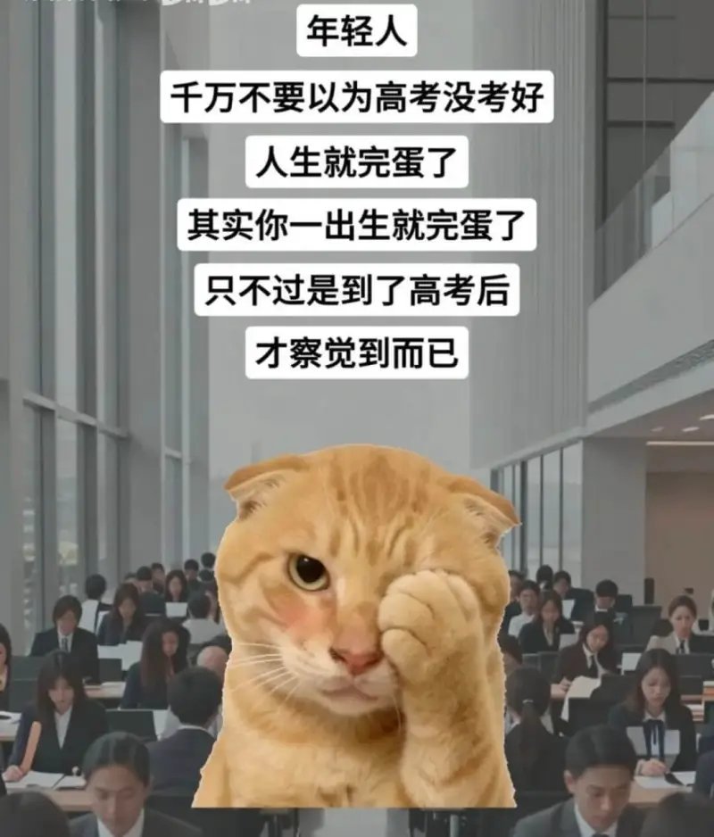 年轻人千万不要以为高考没考好，人生就完蛋了。其实你一出生就完