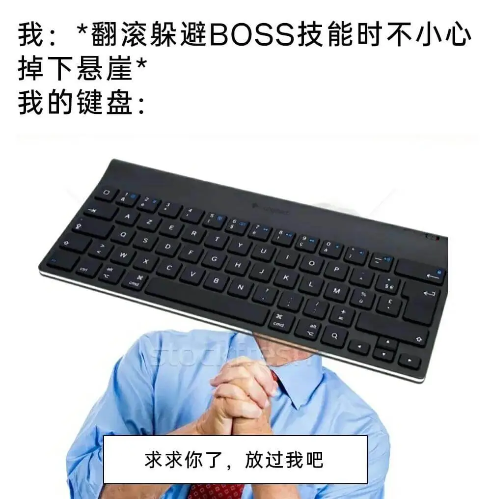 我：*翻滚躲避BOSS技能时不小心掉下悬崖我的键盘：求求你了